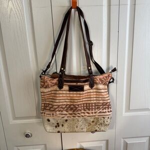 Myra Bag coral leather cowhide crossbody tote bag